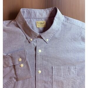 L.L. Bean Traditional Fit Men's Large XL Long Sleeve Button Down Shirt Blue